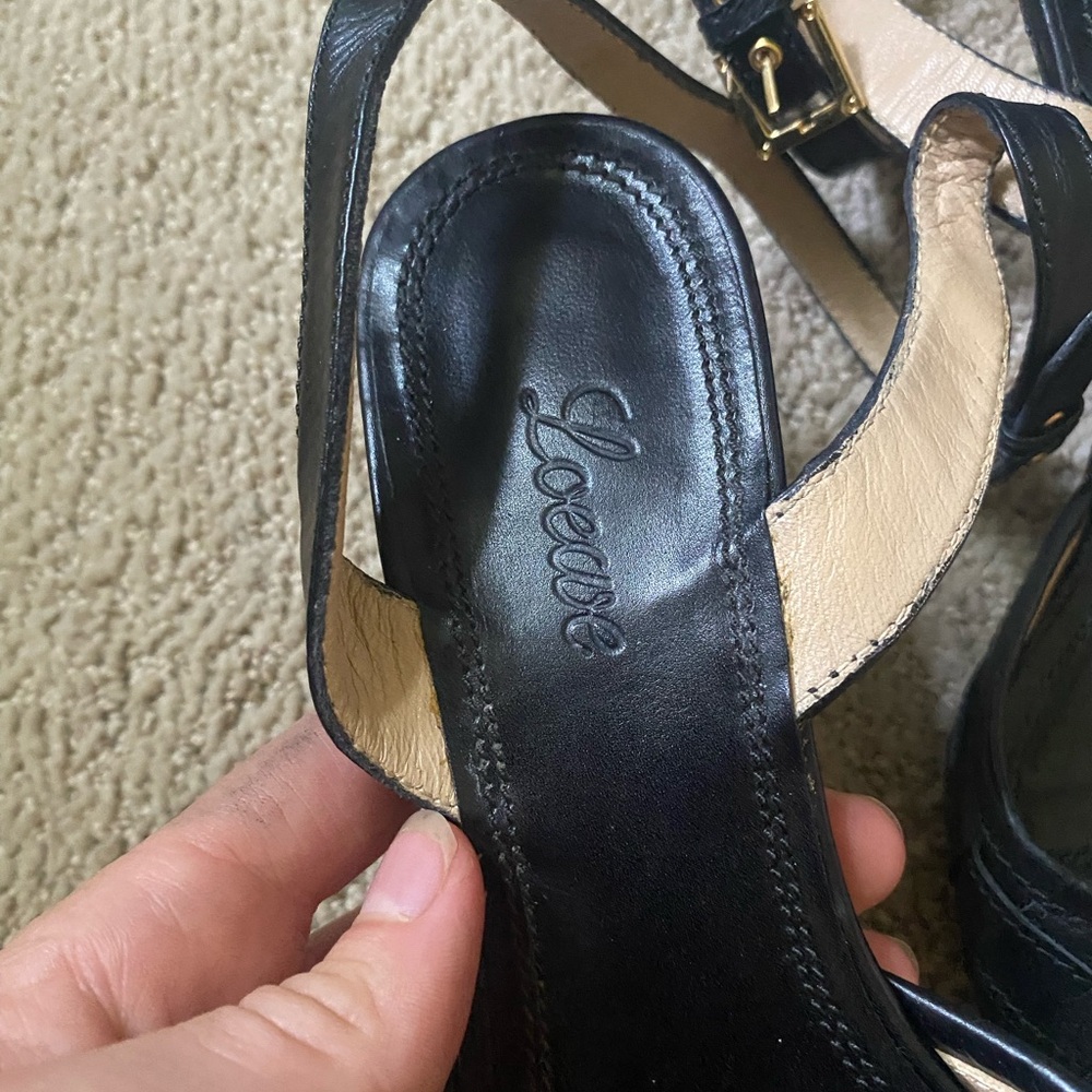 Loewe wrap ankle woven kitten heels black leather - Picture 3 of 7